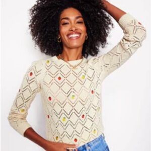 Boden Enid Embroidered Sweater Cream - M